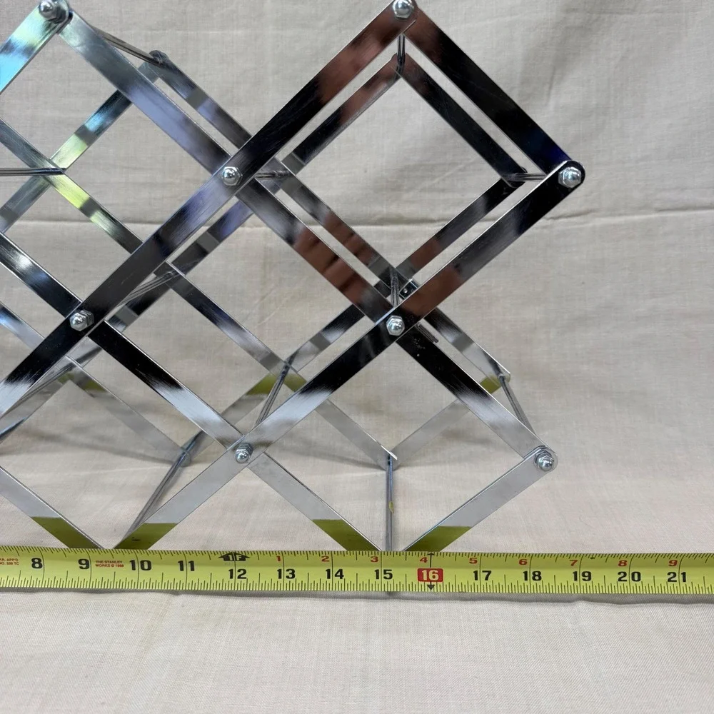 Vintage Chrome Expandable Wine Rack Mid Century Bar Cart Storage Decor